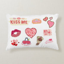 Cute Love Sticker Throw Pillow