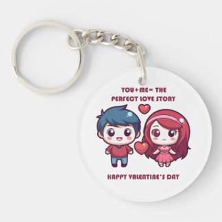 Cute Love Story for Valentine's Key Ring