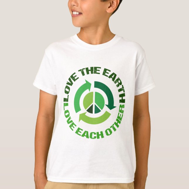 Cute Love The Earth Environmental Activist Kids T-Shirt (Front)