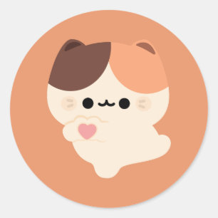 Cute Love Tortie Cat Classic Round Sticker