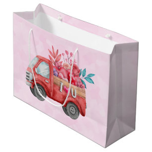 Cute Love Truck with Heart Cargo Watercolor Large Gift Bag