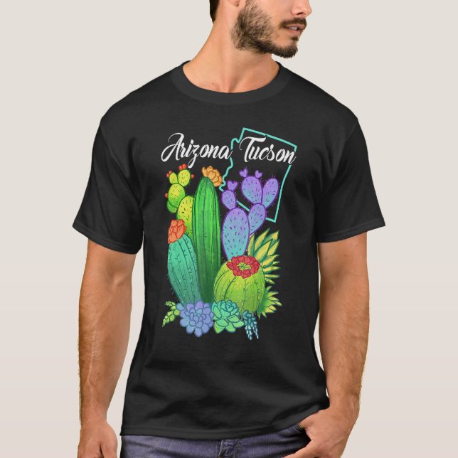 Cute Love Tucson Arizona Blooming Cactus Flowers T-Shirt (Front)
