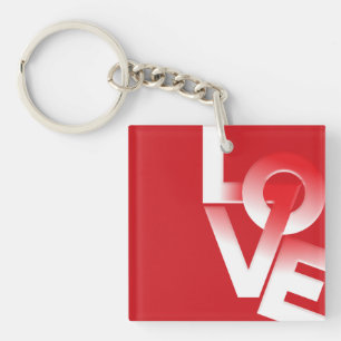Cute Love Typography Valentine's Day Key Ring
