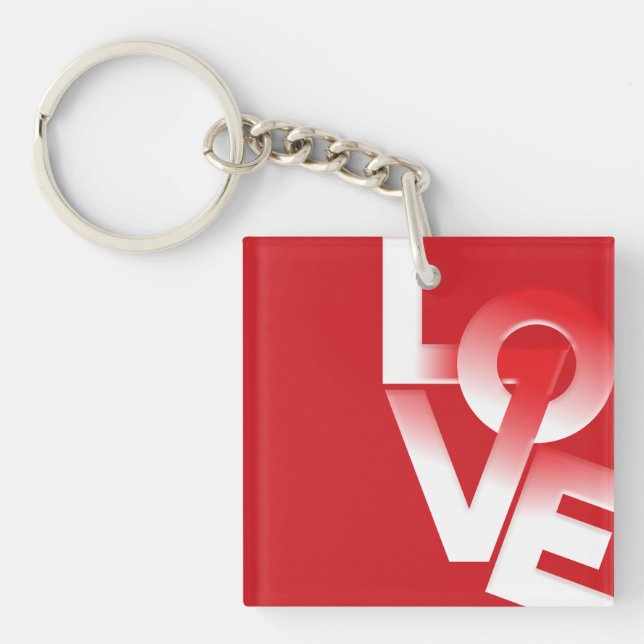 Cute Love Typography Valentine's Day Key Ring (Front)