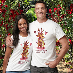 Cute Love Valentine's Day Deer Couple Custom Text T-Shirt