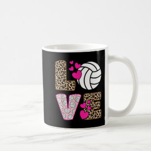 Cute Love Volleyball Leopard Print Women Ladies Vo Coffee Mug