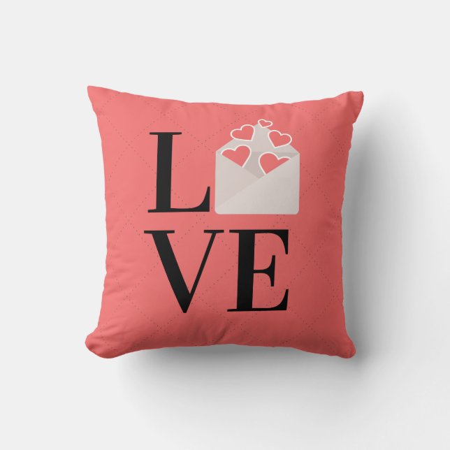 Cute Love with love note Cushion Modern dusty rose (Front)