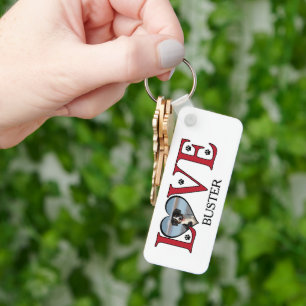 Cute Love Words with Dogs Photo Key Ring