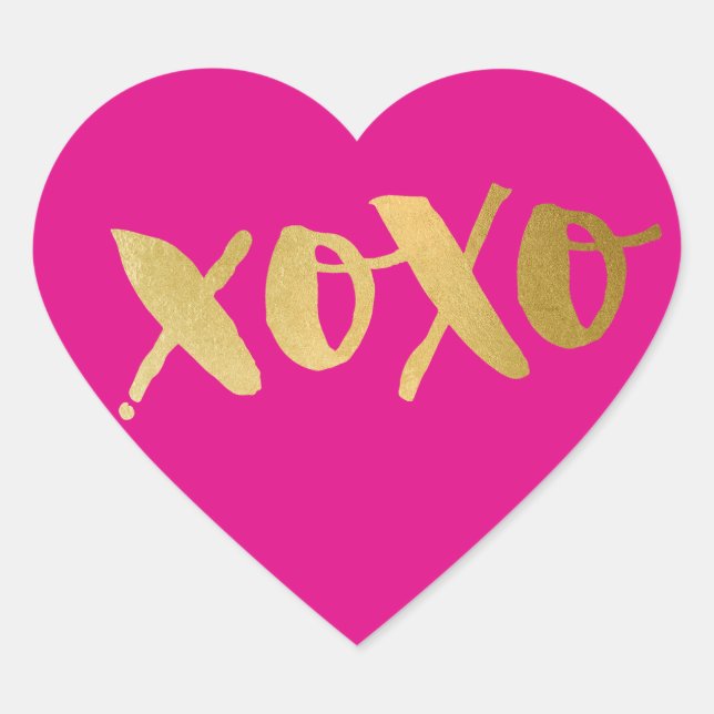 CUTE LOVE XOXO HEART modern gold bright pink Sticker (Front)