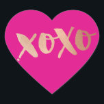 CUTE LOVE XOXO HEART modern rose gold bright pink Sticker<br><div class="desc">NOTE - the rose gold look is a printed picture
A cute little XOXO sticker that can be used for any occasion - wedding,  baby shower,  birth announcement,  graduation,  handmade craft items or clothing for small business packaging etc... </div>