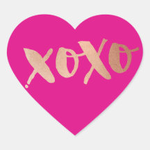 CUTE LOVE XOXO HEART modern rose gold bright pink Sticker