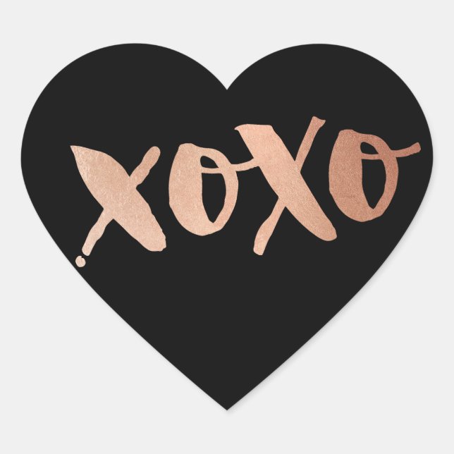 CUTE LOVE XOXO HEART modern rose gold trendy black Sticker (Front)
