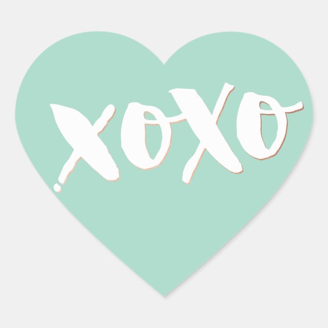 CUTE LOVE XOXO HEART modern trendy white baby mint Sticker (Front)
