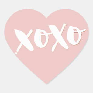 CUTE LOVE XOXO HEART modern trendy white baby pink Sticker