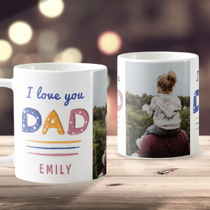 Cute Love you Dad Colourful Typography Photo   Coffee Mug