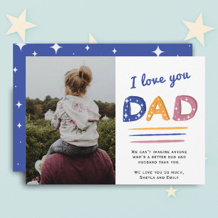 Cute Love you Dad Typography Photo Card