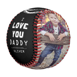 Cute Love You Daddy Black 2 Photo Collage Baseball