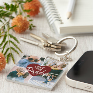 Cute Love You 'Daddy' Custom Photo Collage Heart Key Ring