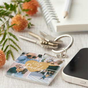 Cute Love You 'Daddy' Custom Photo Collage Heart Key Ring