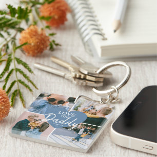 Cute Love You 'Daddy' Custom Photo Collage Heart Key Ring