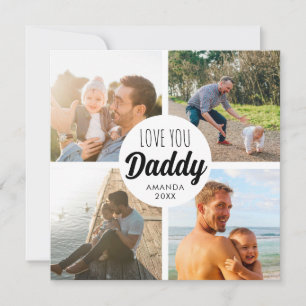 Cute Love You 'Daddy' Custom Photo Collage  Holiday Card