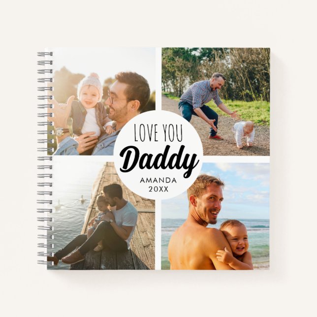 Cute Love You 'Daddy' Custom Photo Collage  Notebook (Front)