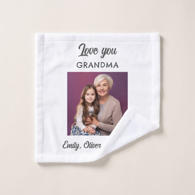 Cute Love you Grandma Photo Mother's Day Wash Cloth (Wash Cloth)