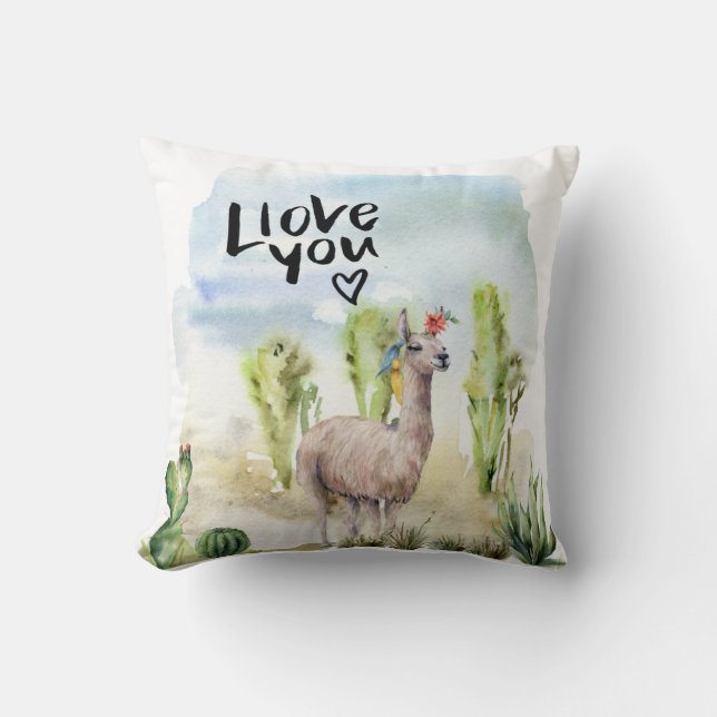 Cute Love You Llama Cushion (Front)