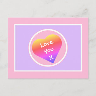 Cute Love You Rainbow Pastel Postcard