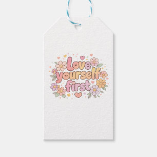 Cute Love Yourself Floral Quote Design Aesthetic Gift Tags