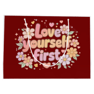 Cute Love Yourself Floral Quote Design | Gift Bag