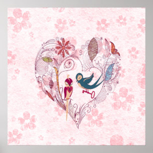 Cute loveable birds with the key to the locket poster