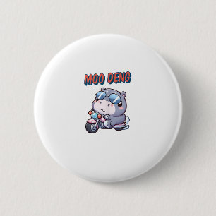 Cute loveable Moo Deng baby fat hippopotamus Tank  6 Cm Round Badge