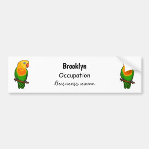 Cute lovebird cartoon parrot bumper sticker