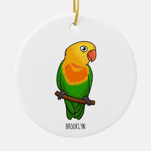Cute lovebird cartoon parrot ceramic ornament (Front)