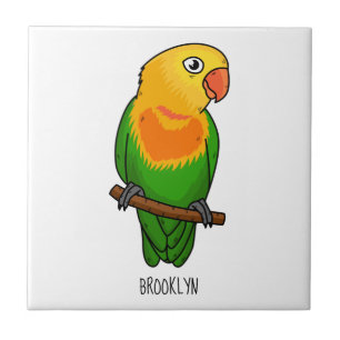 Cute lovebird cartoon parrot ceramic tile