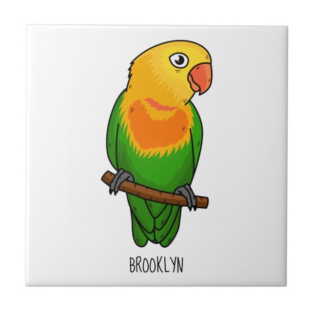 Cute lovebird cartoon parrot ceramic tile (Front)