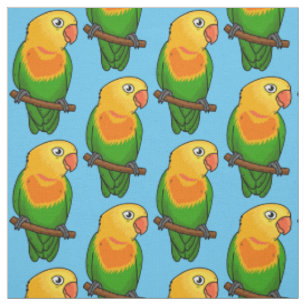 Cute lovebird cartoon parrot fabric