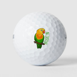 Cute lovebird cartoon parrot golf balls