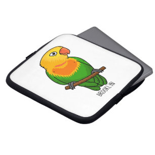 Cute lovebird cartoon parrot laptop sleeve