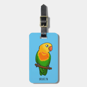 Cute lovebird cartoon parrot luggage tag