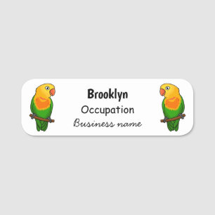 Cute lovebird cartoon parrot name tag