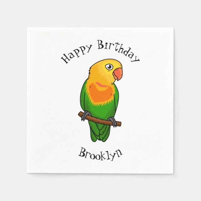 Cute lovebird cartoon parrot napkin (Front)