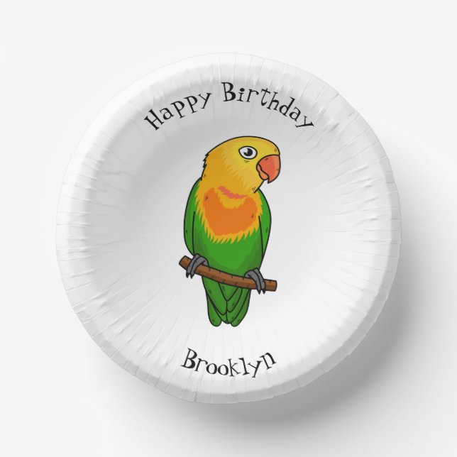Cute lovebird cartoon parrot paper plate (Front)