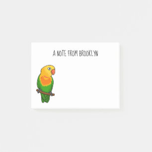 Cute lovebird cartoon parrot post-it notes