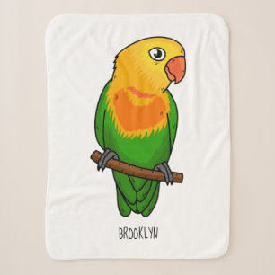 Cute lovebird cartoon parrot sherpa blanket