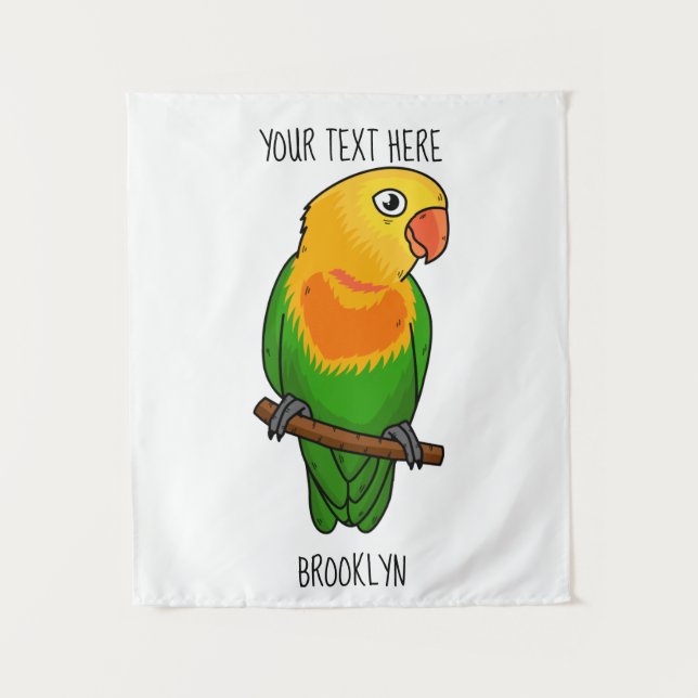 Cute lovebird cartoon parrot tapestry (Front)