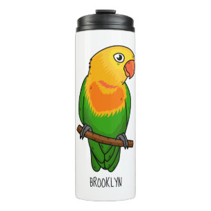Cute lovebird cartoon parrot thermal tumbler
