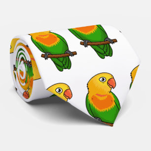 Cute lovebird cartoon parrot tie