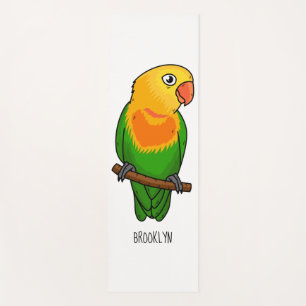 Cute lovebird cartoon parrot  yoga mat